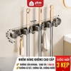 Thanh kẹp cây lau nhà & móc treo dán tường tích hợp 2in1 đa năng, kẹp chổi inox 304 ERMO (LZ0711) ảnh 11