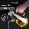 Video Bình  thuỷ tinh đựng dầu ăn, nước mắm dung tích lớn 1000ML cao cấp, nắp đậy kín bằng inox 304 & tay cầm PHALEDO P-0320