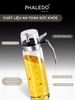 Bình đựng dầu ăn thuỷ tinh borosilicate có vòi & tay cầm inox 304, nắp đậy kín nhựa ABS đựng gia vị đa năng Phaledo - gia dụng plus