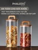 Hũ Thuỷ Tinh Nắp Kín Có Tay Cầm, Lọ Thuỷ Tinh Nắp Gỗ Borosilicate Chịu Nhiệt, Không Chứa Chì Cao Cấp PHALEDO (P-0361) ảnh 6