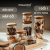 Lọ Thuỷ Tinh Có Nắp Gỗ Bo Tròn Với Chất Liệu Thuỷ Tinh Borosilicate Chịu Nhiệt, Không Chứa Chì Cao Cấp PHALEDO (P-0363) ảnh 11