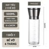 Hủ xay tiêu cầm tay inox 304, lọ thuỷ tinh boroslicate chịu nhiệt cao cấp có nút điều chỉnh độ mịn PHALEDO P-0321 ảnh 12