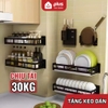 Video 🔴OUTLET | Kệ giá phòng bếp inox dán tường đựng gia vị, chén, đĩa, chai lọ, dao, đũa đa năng không cần khoan tường