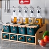 🔴OUTLET | Bộ Hộp Đựng Gia Vị Gốm Sứ Xanh Ngọc Lục Bảo | Kèm Kệ Gỗ & Bình Đựng Dầu Thuỷ Tinh Cao Cấp ảnh 3