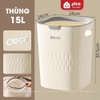 Thùng rác vuông 15L- Có vòng nén giữ túi rác thông minh, gọn gàng dùng cho nhà bếp, phòng khách ảnh 10