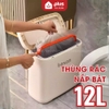 Video Thùng rác 12 lít nắp bật đa năng, có ruột & tay xách tiện lợi, thùng rác thông minh hiện đại Beisan
