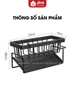 Kệ Đựng Đồ Rửa Chén Bát Có Thanh Treo Khăn, Khay Hứng Nước Đa Năng, Thép Carbon Không Gỉ Nhà Bếp ảnh 9