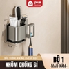 Kệ để bàn chải đánh răng dán tường nhôm chống gỉ, kệ dán tường kèm cốc, chịu lực tốt – cho nhà tắm ảnh 9