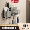 Kệ để bàn chải đánh răng dán tường nhôm chống gỉ, kệ dán tường kèm cốc, chịu lực tốt – cho nhà tắm ảnh 10