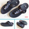 Dép kiểu nữ Feetlove cao cấp cao 3 cm - Dép kẹp xanh đen đính 6 viên đá