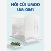 Nôi cũi em bé gỗ thông Umoo tích hợp màu trắng