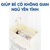 Nôi cũi em bé gỗ thông Umoo tích hợp màu trắng