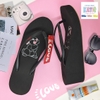 Dép kẹp nữ Feetlove 5 cm đen hình con thỏ