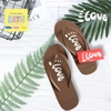 Dép kẹp nữ Feetlove 3 cm nâu hình logo Feetlove