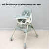 Ghế ăn dặm cho bé gấp gọn CAYABE Umoo nâng hạ độ cao thấp 2 mức UM-0491, có bánh xe, đệm lót da êm ái màu xanh mint, kem nâu, hồng, xanh navy