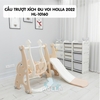 Cầu trượt - xích đu - cột bóng rổ voi con cho bé CAYABE Holla màu hồng