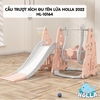 Cầu trượt - xích đu - cột bóng rổ tên lửa cho bé CAYABE Holla màu hồng