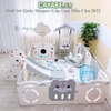 Quây FULL cún con Puppy (kèm xích đu, ngựa bập bênh, cầu trượt) CAYABE cho bé màu trắng xám (tặng kèm thảm, bóng)