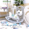 Quây FULL cún con Puppy (kèm xích đu, ngựa bập bênh, cầu trượt) CAYABE cho bé màu trắng xám (tặng kèm thảm, bóng)