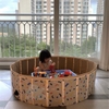 Quây bóng cho bé gấp gọn CAYABE, bể bóng - nhà bóng gấp gọn, bể bơi mini họa tiết hoạt hình màu kem be đáng yêu (size 80cm và 1m2)