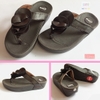 Dép kiểu nữ Feetlove cao cấp cao 3 cm - Dép kẹp nâu đính bông
