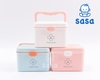 Hộp đựng thuốc gia đình Sasa đa năng 2 tầng màu xanh - trắng - hồng