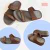 Dép kiểu nữ Feetlove cao cấp cao 3 cm - Quai ngang màu nâu đính đá