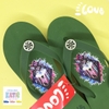 Dép kẹp nữ Feetlove 5 cm xanh lá hình con sói
