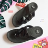 Dép kiểu nữ Feetlove cao cấp cao 3 cm - Dép kẹp đen đính bông
