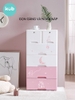 Tủ kệ nhựa 5 tầng CAYABE KUB hình thỏ hồng đựng quần áo, đồ chơi cho bé và gia đình (Mã 902)