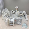 Quây tên lửa full set CAYABE Holla màu xám trắng cho bé size 200x200cm (kèm cầu trượt, xích đu)