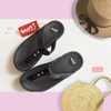 Dép kiểu nữ Feetlove cao cấp cao 3 cm - Dép kẹp đen đính 2 viên đá nhỏ