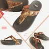 Dép kiểu nữ Feetlove cao cấp cao 3 cm - Dép kẹp nâu xếp tua rua