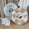 Phao bơi ngồi tròn Barrot chống lật gấu Brown an toàn cho bé màu xanh mint