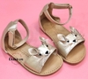 Giày Sandal bé gái mèo Kitty màu vàng đồng