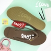 Dép kẹp nữ Feetlove 5 cm màu nâu logo Feetlove
