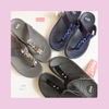 Dép kiểu nữ Feetlove cao cấp cao 3 cm - Dép kẹp xanh dương đính 2 viên đá nhỏ