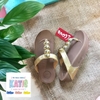 Dép kiểu nữ Feetlove cao cấp cao 3 cm - Dép kẹp chuỗi hạt vàng