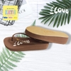 Dép kẹp nữ Feetlove 3 cm nâu hình logo Feetlove