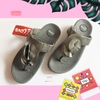 Dép kiểu nữ Feetlove cao cấp cao 3 cm - Dép kẹp xám đính bông