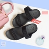 Dép kiểu nữ Feetlove cao cấp cao 3 cm - Quai ngang màu đen đính đá