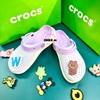 Giày Crocs LiteRide trẻ em xanh nhạt lót tím quai gắn nút