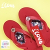 Dép kẹp nữ Feetlove 5 cm đỏ hình con sói
