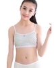 Áo lót (áo lá) bé gái thun cotton hai dây mút mỏng màu xám (set 2 cái)