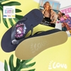 Dép kẹp nữ Feetlove 5 cm xanh đen hình con sói