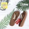 Dép kẹp nữ Feetlove 3 cm nâu hình logo Feetlove