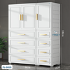 Tủ nhựa cho bé và người lớn FINLEY Lux (TỦ ĐÔI) tay nắm vàng đồng treo quần áo, đựng đồ dùng, đồ chơi (Size ngang 86cm) màu trắng- FL-0025