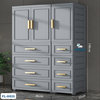 Tủ nhựa cho bé và người lớn FINLEY Lux (TỦ ĐÔI) tay nắm vàng đồng treo quần áo, đựng đồ dùng, đồ chơi màu xám (Size ngang 60cm) - FL-0025