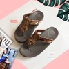 Dép kiểu nữ Feetlove cao cấp cao 3 cm - Dép kẹp nâu tua rua