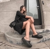 Dép cá sấu Crocs Band đế cao màu đen viền đen